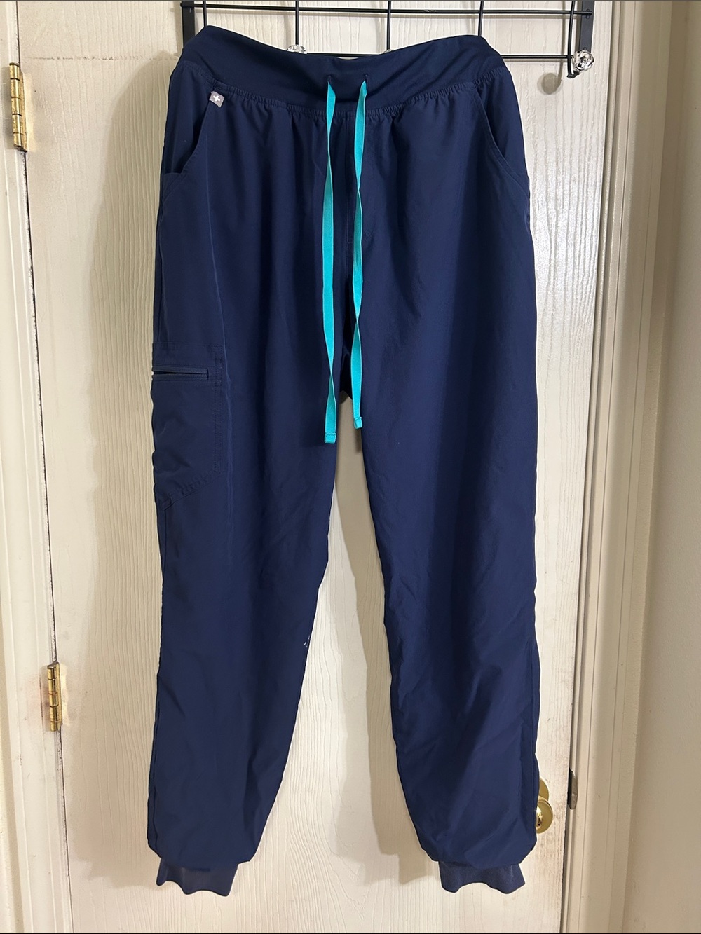 Figs women’s Navy Jogger Pants with Teal Drawstring